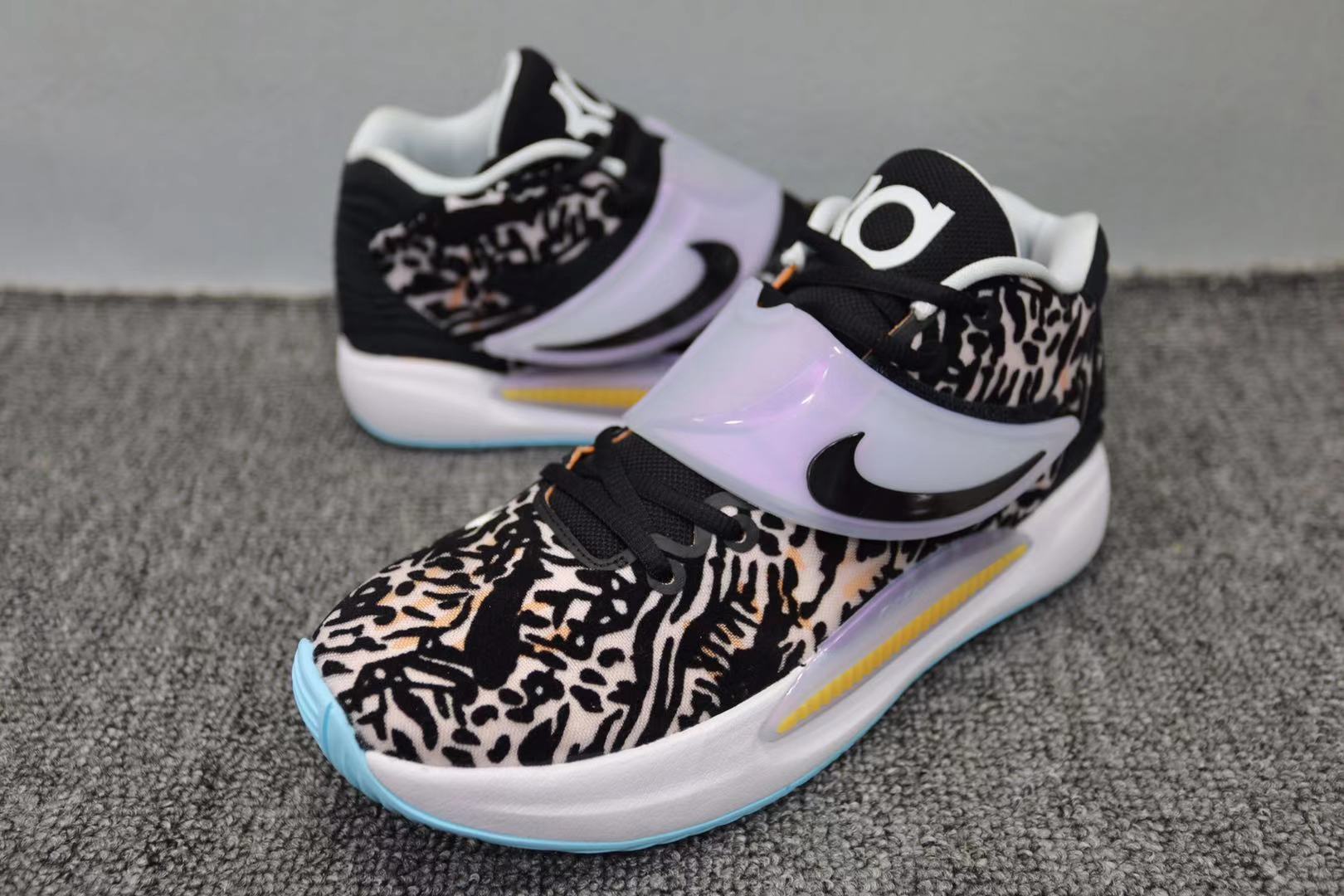 Nike KD 14 Black White Blue Yellow Shoes